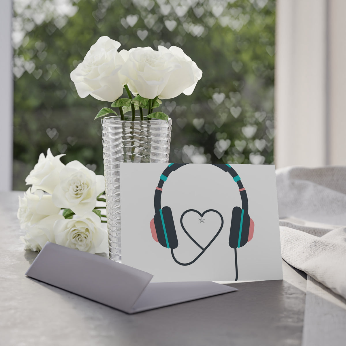 Heart Cord Headphones Illustration | Valentine Holiday Greeting Card | Galentine’s, Lover & Friend Gift | Y2K Aesthetic