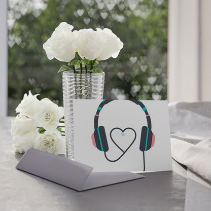 Heart Cord Headphones Illustration | Valentine Holiday Greeting Card | Galentine’s, Lover & Friend Gift | Y2K Aesthetic