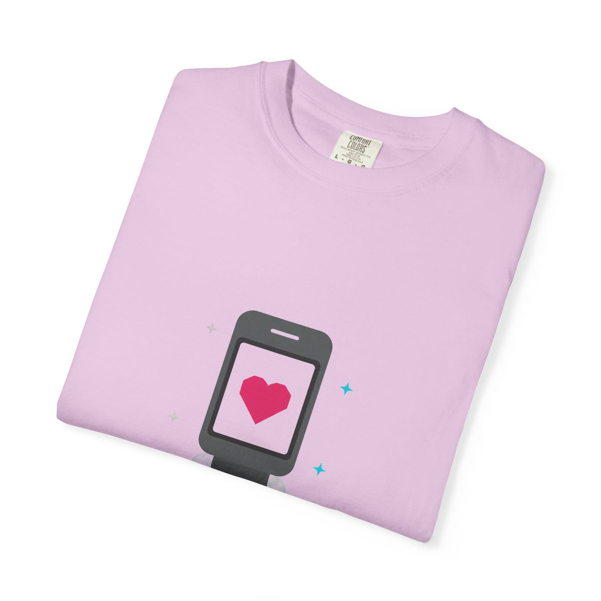 Y2K Flip Phone Heart Screen | Unisex Garment-Dyed Tee, Soft Vintage Cotton | Valentine & Galentine Gift | Cute Minimal