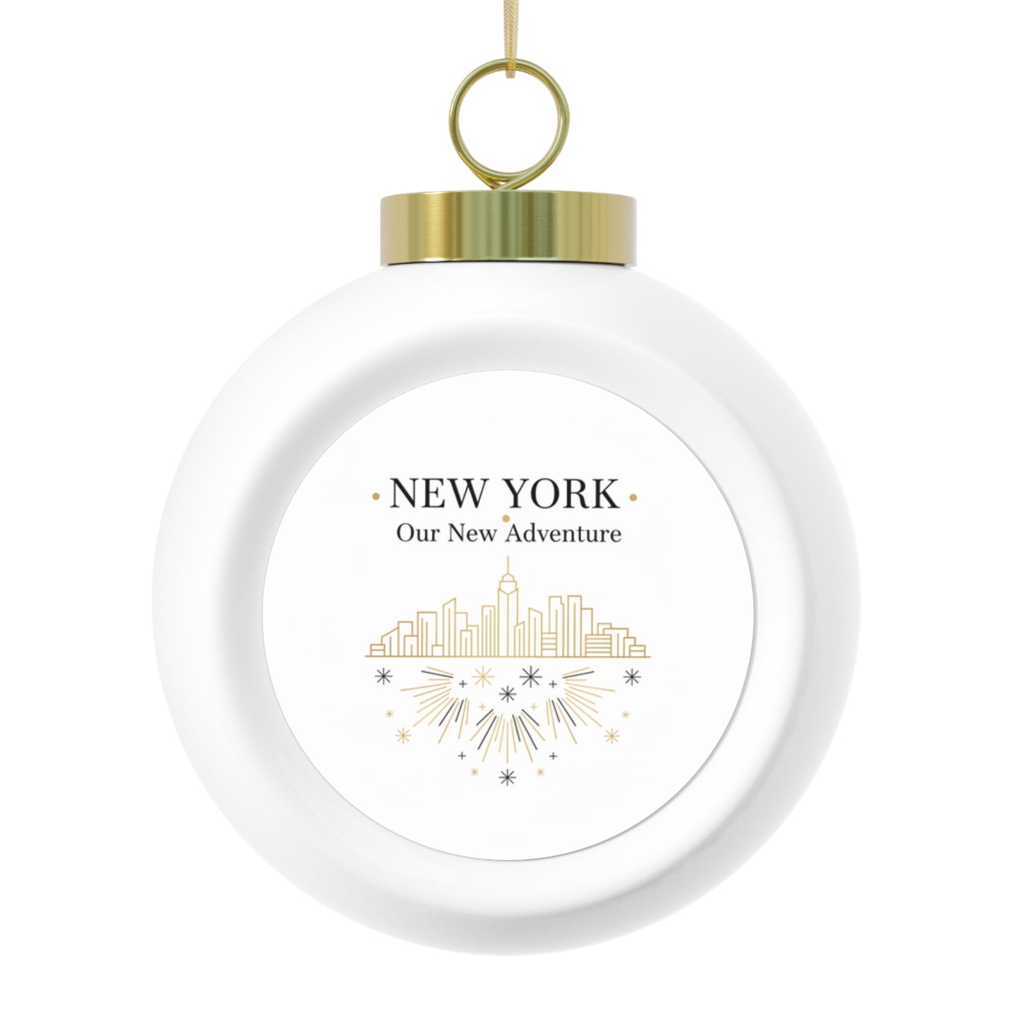 Christmas Ball Ornament - Our New Adventure, Personalized City Name