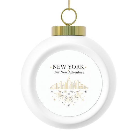 Christmas Ball Ornament - Our New Adventure, Personalized City Name