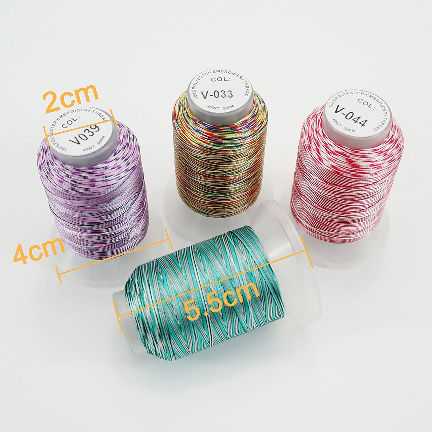 25 Colors Variegated Polyester Embroidery Machine Thread Kit 500M (550Y) Each Spool for Brother Janome Babylock Singer Pfaff Bernina Husqvaran Embroidery and Sewing Machines