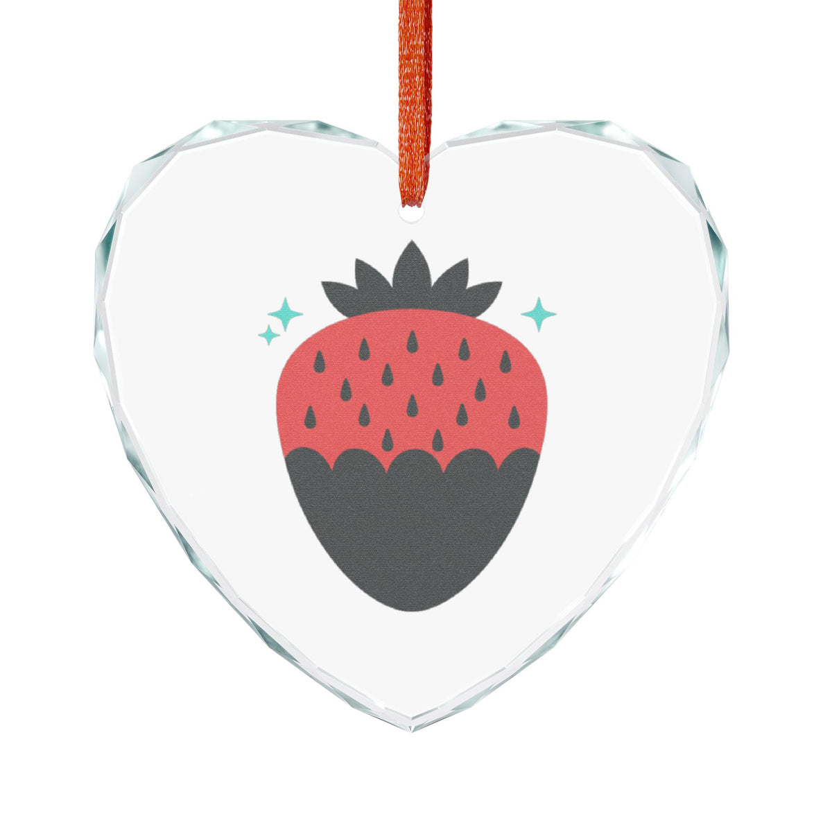 Chocolate-Dipped Strawberry Heart | Crystal Glass Ornament Décor | Valentine & Galentine Gift for Lover, BFF, Family | Y2K Cute