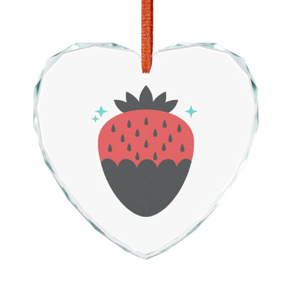 Chocolate-Dipped Strawberry Heart | Crystal Glass Ornament Décor | Valentine & Galentine Gift for Lover, BFF, Family | Y2K Cute