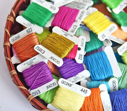 Rainbow Embroidery Floss String - Cross Stitch Thread- Friendship Bracelets Floss Bobbins- Crafts Floss-50 Pcs 8M Mercerized Embroidery Floss Bobbins Included of 2 Pcs Metallic Embroidery Thread