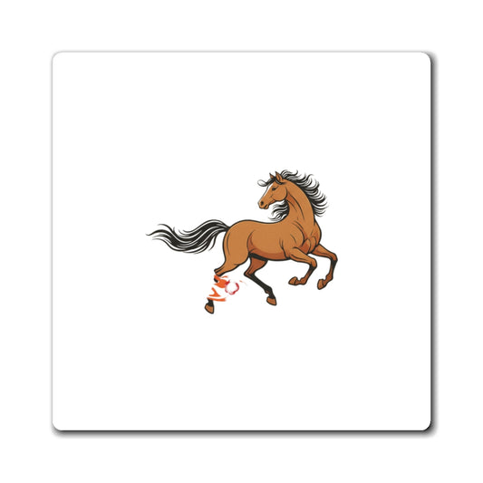 Fire Horse & Plum Blossom | Ink Wash Art Magnets for Fridge | Lunar New Year Family Gift | Red Gold Paper-Cut Style
