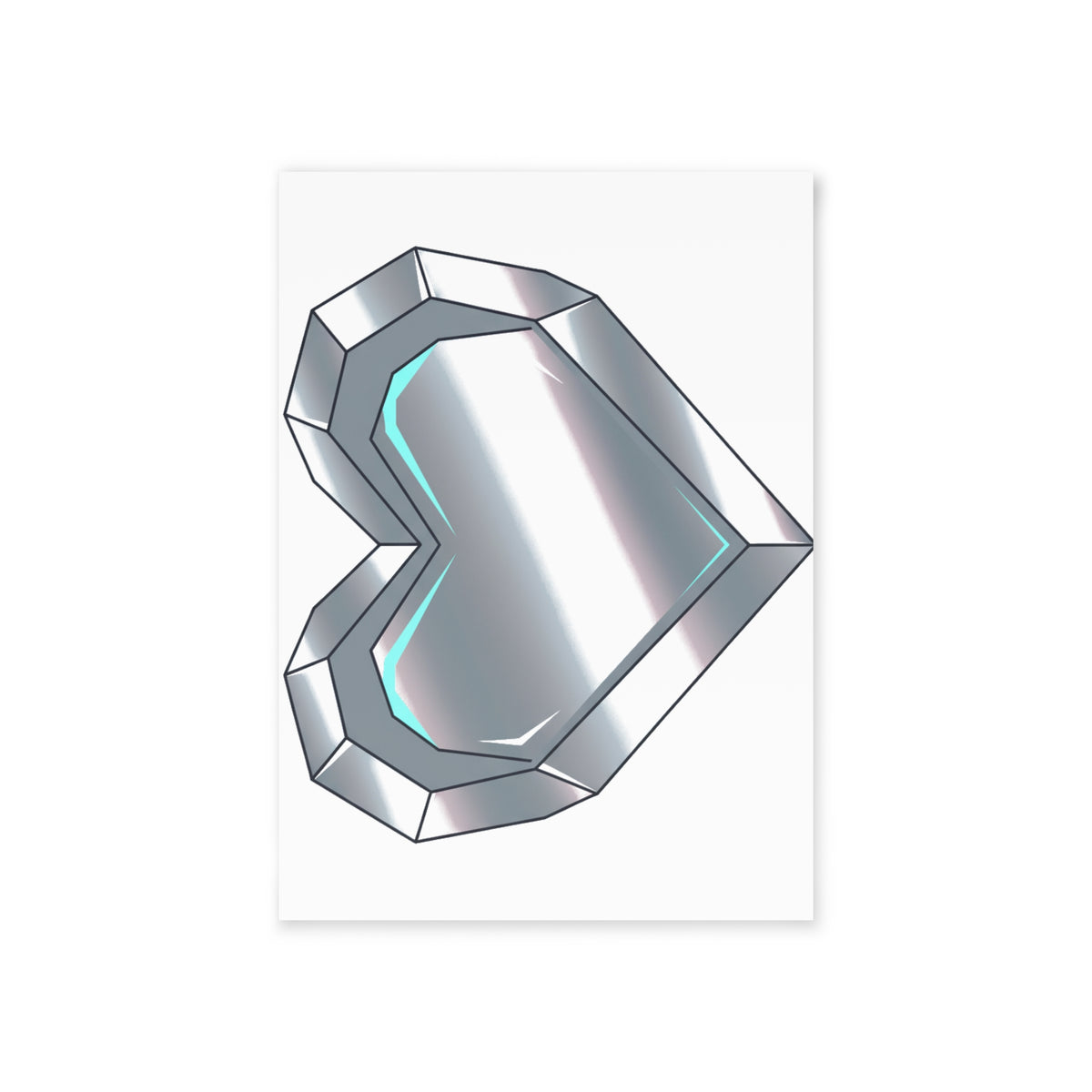 Chrome Metallic 3D Heart | Holiday Greeting Cards + Postcards | Valentine, Galentine’s, Lover & Friend Gift | Y2K Aesthetic
