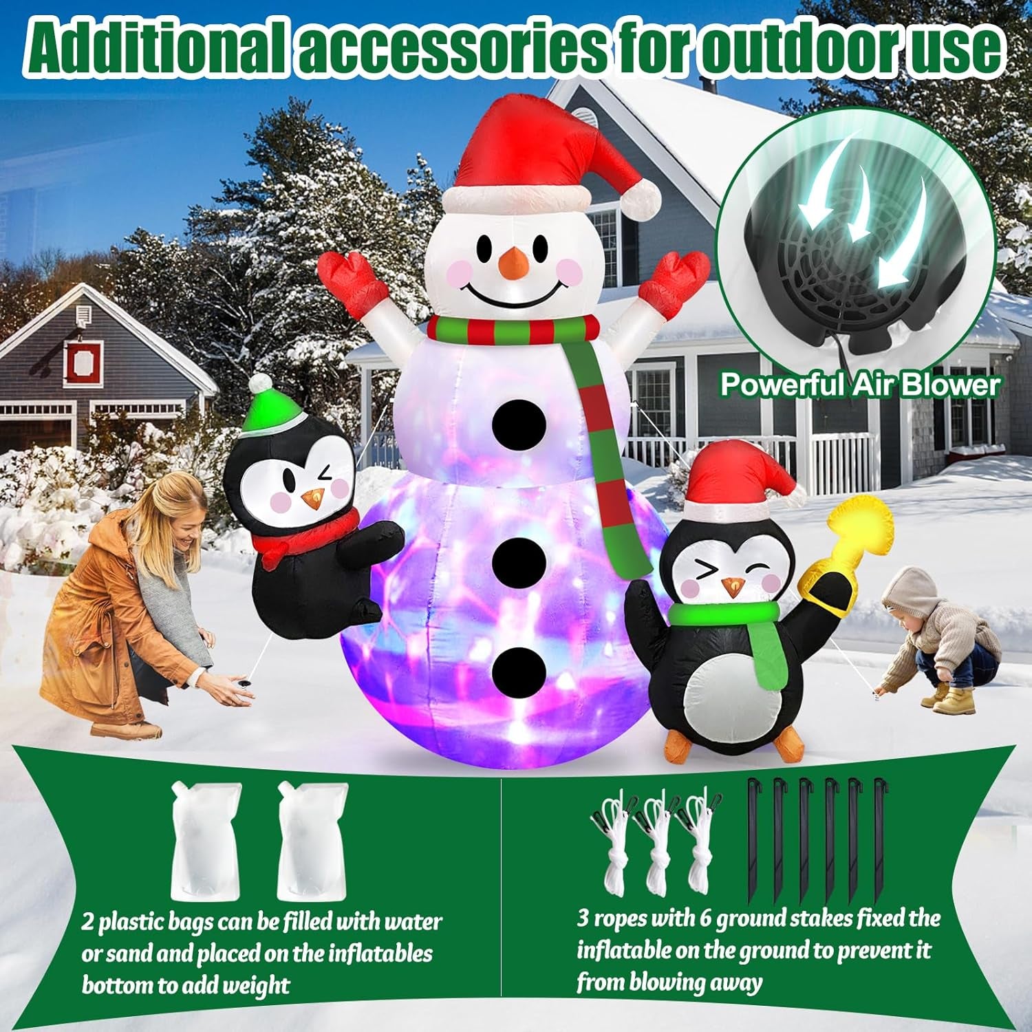 6 FT Inflatable Christmas Tree with a Santa Chased by a Dog Outdoor Decorations- Blow Ups Xmas Tree Yard Decorations Leds Lighted Décor for Holiday Party Indoor Garden Lawn Patio