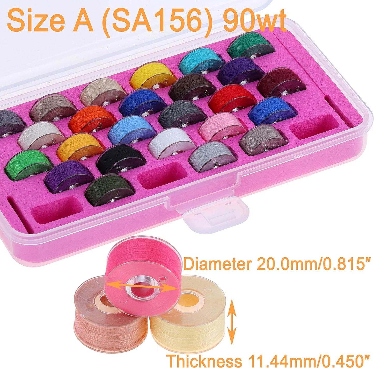 28Pcs Assorted Colors 60S/2 (90WT) Prewound Bobbin Thread Plastic Size a SA156 for Embroidery and Sewing Machines DIY Embroidery Thread Sewing Thread