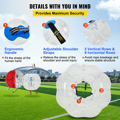 VEVOR Inflatable Bumper Ball 4 FT / 1.2M Diameter, Bubble Soccer Ball, Blow It Up in 5 Min, Inflatable Zorb Ball for Adults or Children (4 FT, Transparent) - Loomini