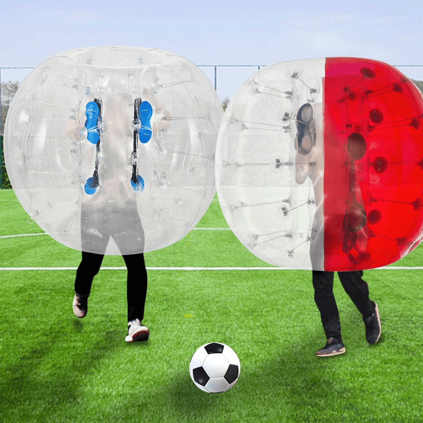 VEVOR Inflatable Bumper Ball 4 FT / 1.2M Diameter, Bubble Soccer Ball, Blow It Up in 5 Min, Inflatable Zorb Ball for Adults or Children (4 FT, Transparent) - Loomini