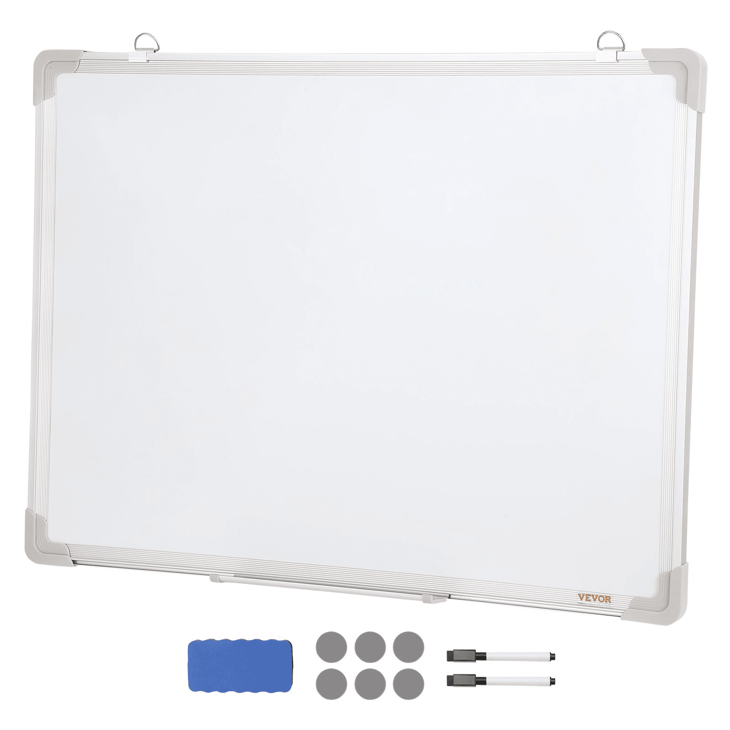 VEVOR Magnetic Whiteboard, 24 x 18 Inches, Dry Erase Board for Wall with Aluminum Frame, White Board Includes 1 Magnetic Erase & 2 Dry Erase Marker & Movable Tray for Office Home Restaurant and School - Loomini