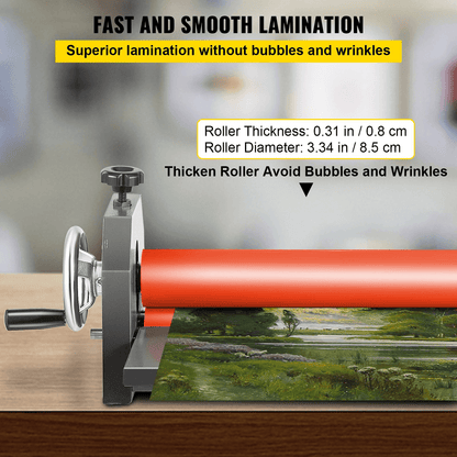 VEVOR 51 Inch Cold Laminator Machine 10mm Manual Vinyl Photo Film Cold laminator Hand Crank Pressure Cold Roll laminator(51Inch) - Loomini