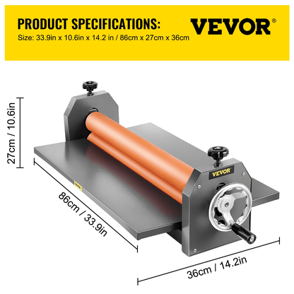 VEVOR 25 Inch Manual Cold Roll Laminator 1.18" Thickness Foldable Roll Laminating Machine Vinyl Photo Film Mounting Laminator for Commercial Professional Uses (25"Max Film Width) - Loomini