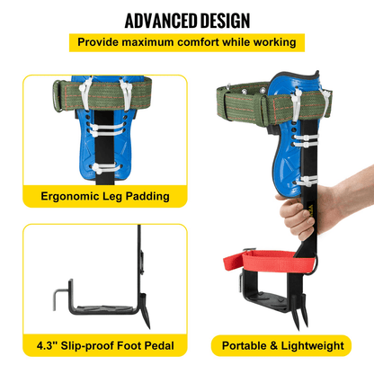 VEVOR Tree Climbing Spikes, 4 in 1 Alloy Metal Adjustable Pole Climbing Spurs, w/Security Belt & Foot Ankle Straps, Arborist Equipment for Climbers, Logging, Hunting Observation, Fruit Picking - Loomini