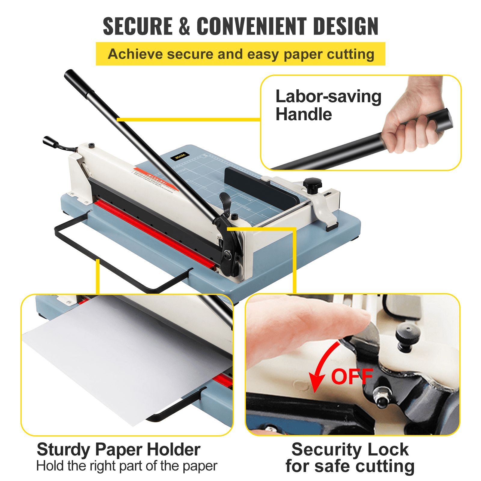 VEVOR Industrial Paper Cutter A3 Heavy Duty Paper Cutter 17 Inch Paper Cutter Heavy Duty 500 Sheets Paper with Clear Cutting Guide for Offices, Schools, Businesses and Printing Shops - Loomini