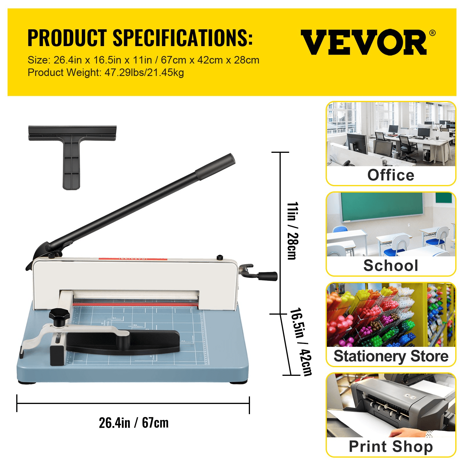 VEVOR Industrial Paper Cutter A3 Heavy Duty Paper Cutter 17 Inch Paper Cutter Heavy Duty 500 Sheets Paper with Clear Cutting Guide for Offices, Schools, Businesses and Printing Shops - Loomini