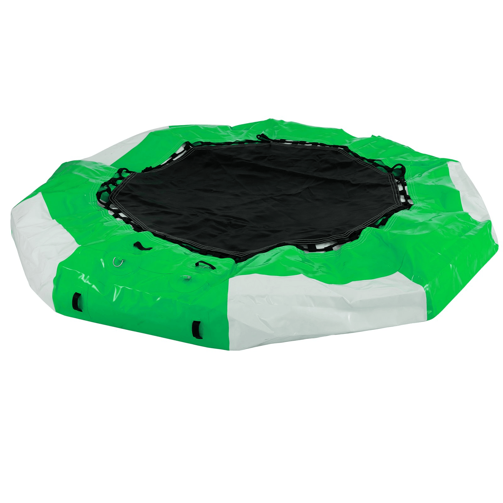 VEVOR Inflatable Water Trampoline 10FT , Round Inflatable Water Bouncer with 4-Step Ladder, Water Trampoline in Green and White for Water Sports. - Loomini