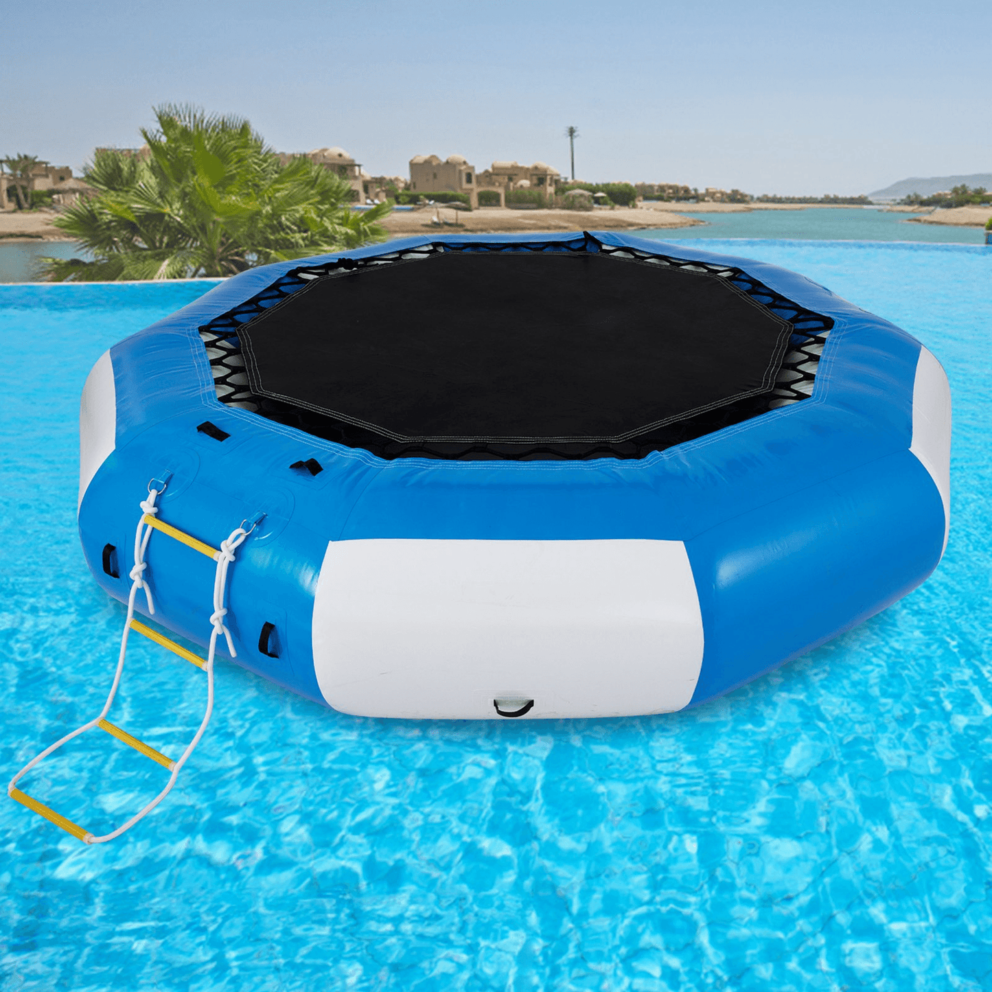 VEVOR 13ft Inflatable Water Bouncer, Water Trampoline Splash Padded Inflatable Bouncer Bounce Swim Platform for Water Sports - Loomini