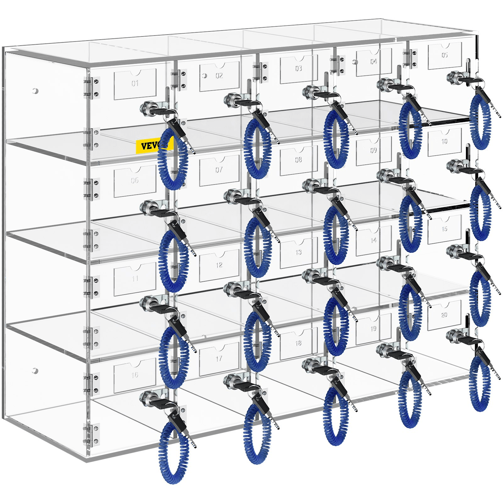 VEVOR Cell Phone Storage Locker, 20 Slots Acrylic Material with Door Locks and Keys, Wall-Mounted Cabinet Pocket Office Classroom Gym Box, Clear - Loomini