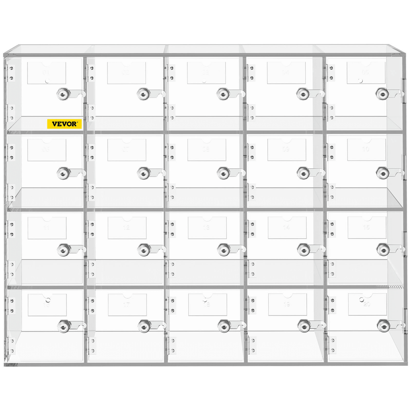 VEVOR Cell Phone Storage Locker, 20 Slots Acrylic Material with Door Locks and Keys, Wall-Mounted Cabinet Pocket Office Classroom Gym Box, Clear - Loomini