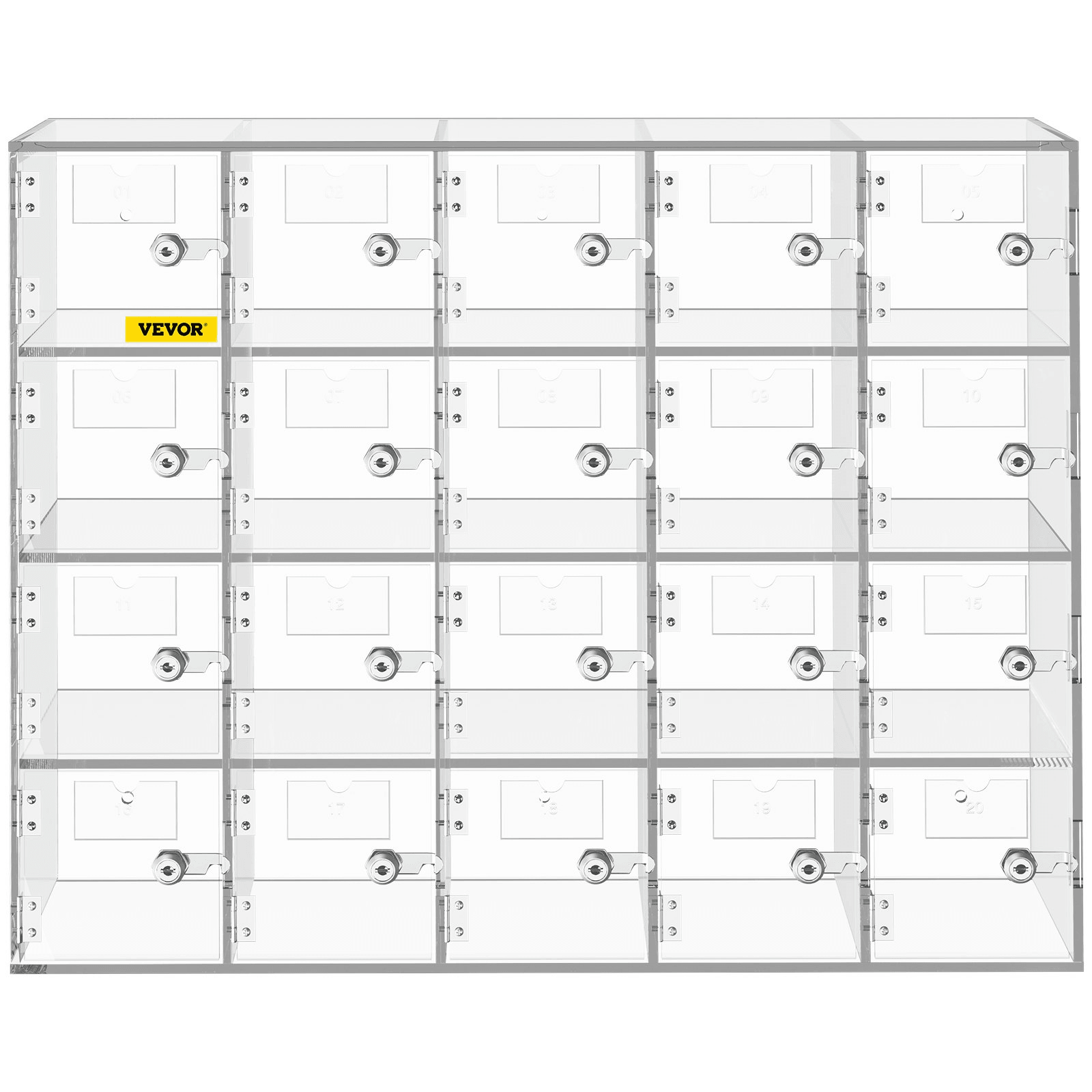 VEVOR Cell Phone Storage Locker, 20 Slots Acrylic Material with Door Locks and Keys, Wall-Mounted Cabinet Pocket Office Classroom Gym Box, Clear - Loomini