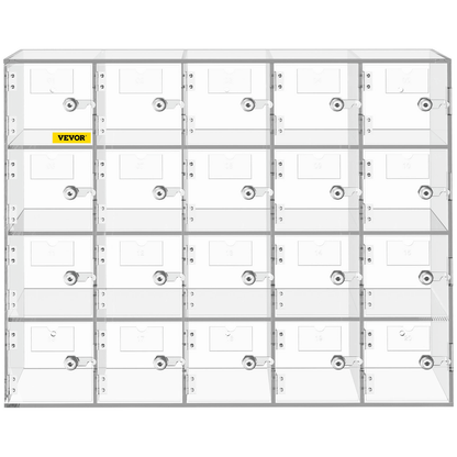 VEVOR Cell Phone Storage Locker, 20 Slots Acrylic Material with Door Locks and Keys, Wall-Mounted Cabinet Pocket Office Classroom Gym Box, Clear - Loomini