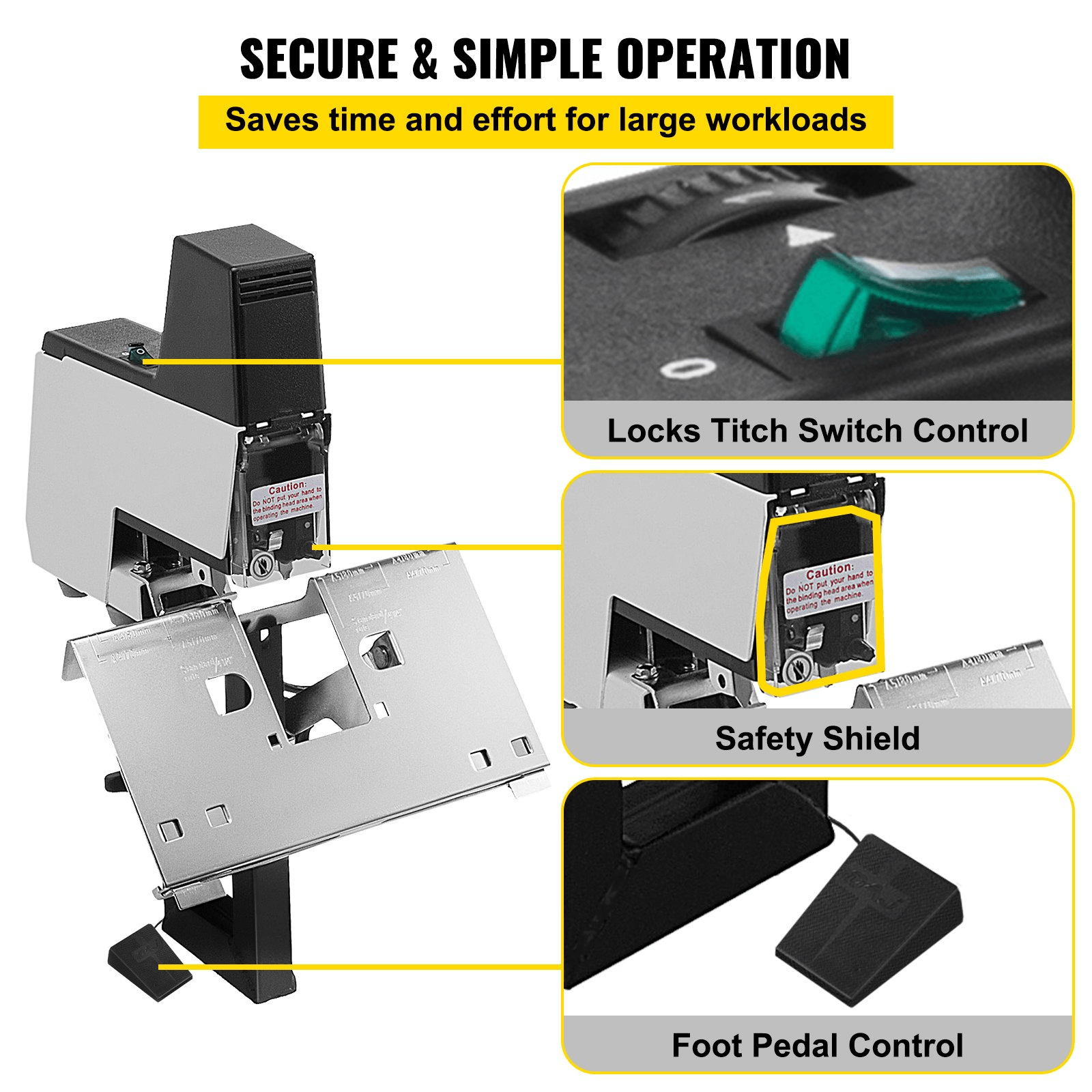 VEVOR Electric Stapler Rapid 106 Automatic Saddle Binding Machine Heavy Duty Flat and Book Binding Machine 2-50 Sheet 110V - Loomini