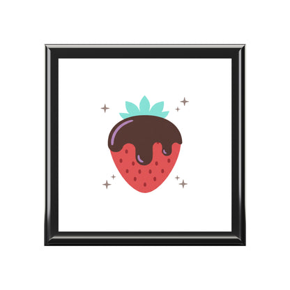 Chocolate-Dipped Strawberry Pink Drizzle | Jewelry Box for Rings & Earrings | Valentine, Galentine & Self-Love Gift | Y2K Cute Aesthetic
