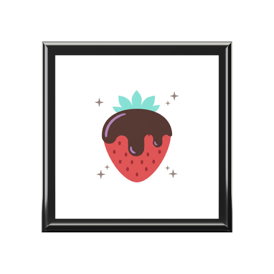 Chocolate-Dipped Strawberry Pink Drizzle | Jewelry Box for Rings & Earrings | Valentine, Galentine & Self-Love Gift | Y2K Cute Aesthetic