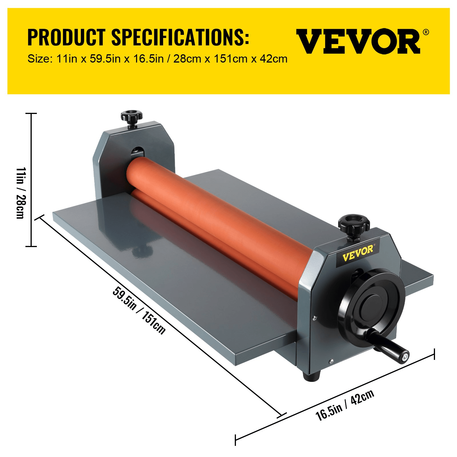 VEVOR 51 Inch Cold Laminator Machine 10mm Manual Vinyl Photo Film Cold laminator Hand Crank Pressure Cold Roll laminator(51Inch) - Loomini