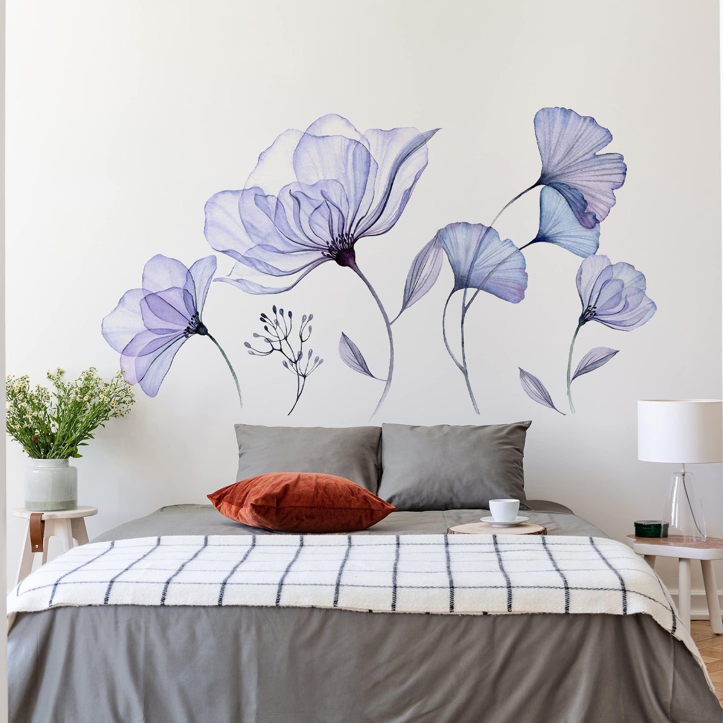 Flower Wall Decals Peel and Stick   Floral Vinyl Sticker Mural   Wall Flower