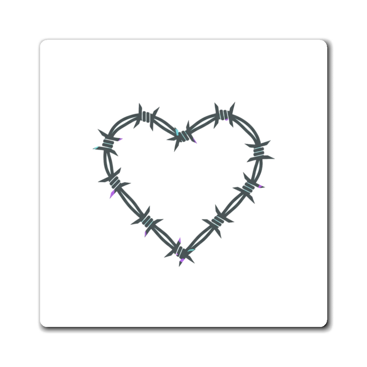 Barbed Wire Heart Magnet | Sublimation Fridge Magnet Decor | Valentine & Galentine Gift for Gen Z | Y2K Tough Girl Pink-Black