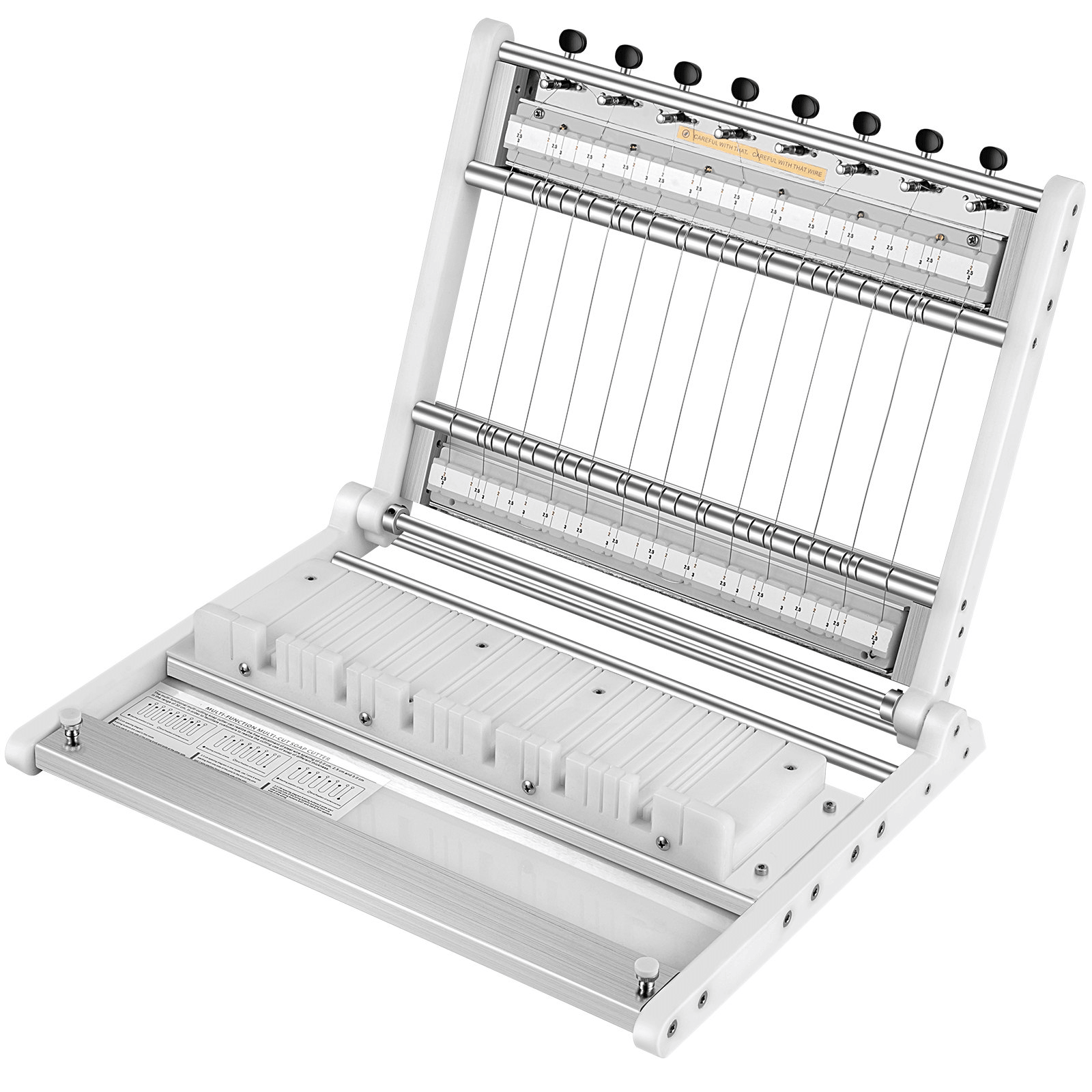 VEVOR Soap Cutter, Cuts 1-15 Bars, 0.8/1/1.2 inch Adjustable Width Slicer with Size Scale, Stainless Steel Multi Handmade Soap Wire Cutting Machine for Candles Trimming Cheese Butter DIY Making Tool - Loomini