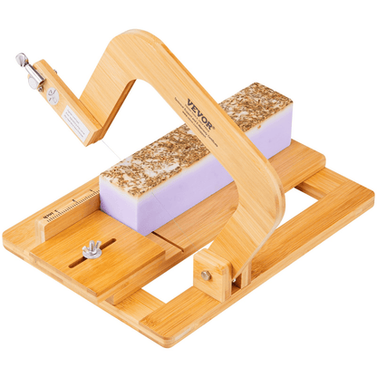 VEVOR Soap Cutter, 0-2 inch Adjustable Thickness, Bamboo Soap Slicer With Adjustable Stainless Steel Wire, Multi Handmade Soap Wire Cutter for Loaf, Candles, Cheese, Butter, DIY Making Cutting Tool - Loomini