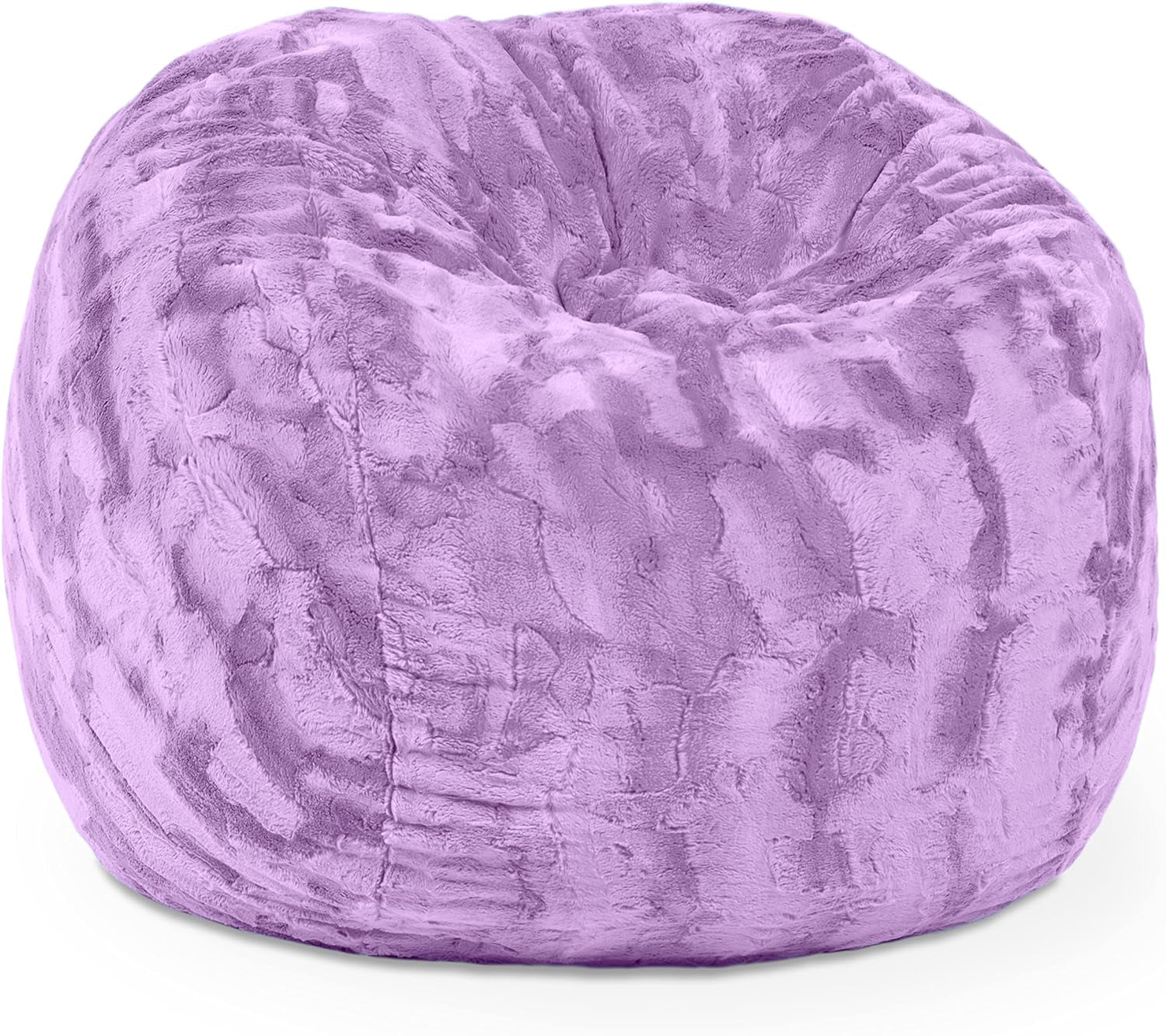 Saxx 3 Foot Bean Bag Chair - Faux Fur - Fun Colors, Unicorn Pink with Removable Cover