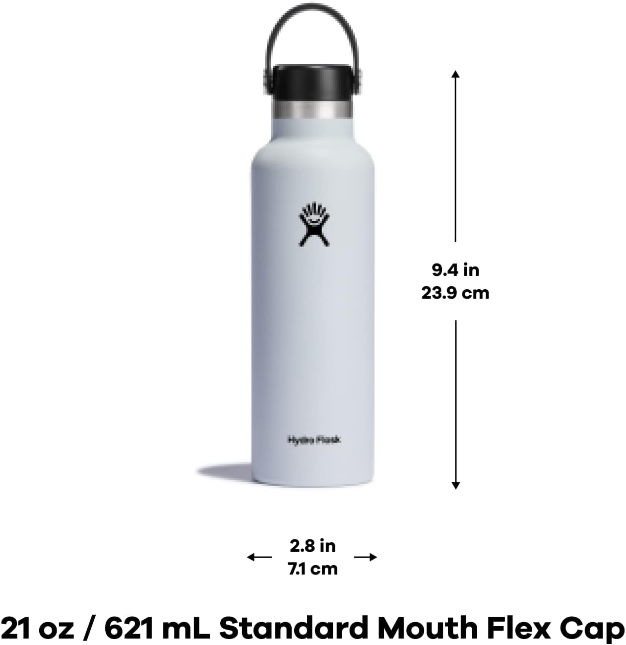 Stainless Steel Standard Mouth Water Bottle with Flex Cap and Double-Wall Vacuum Insulation