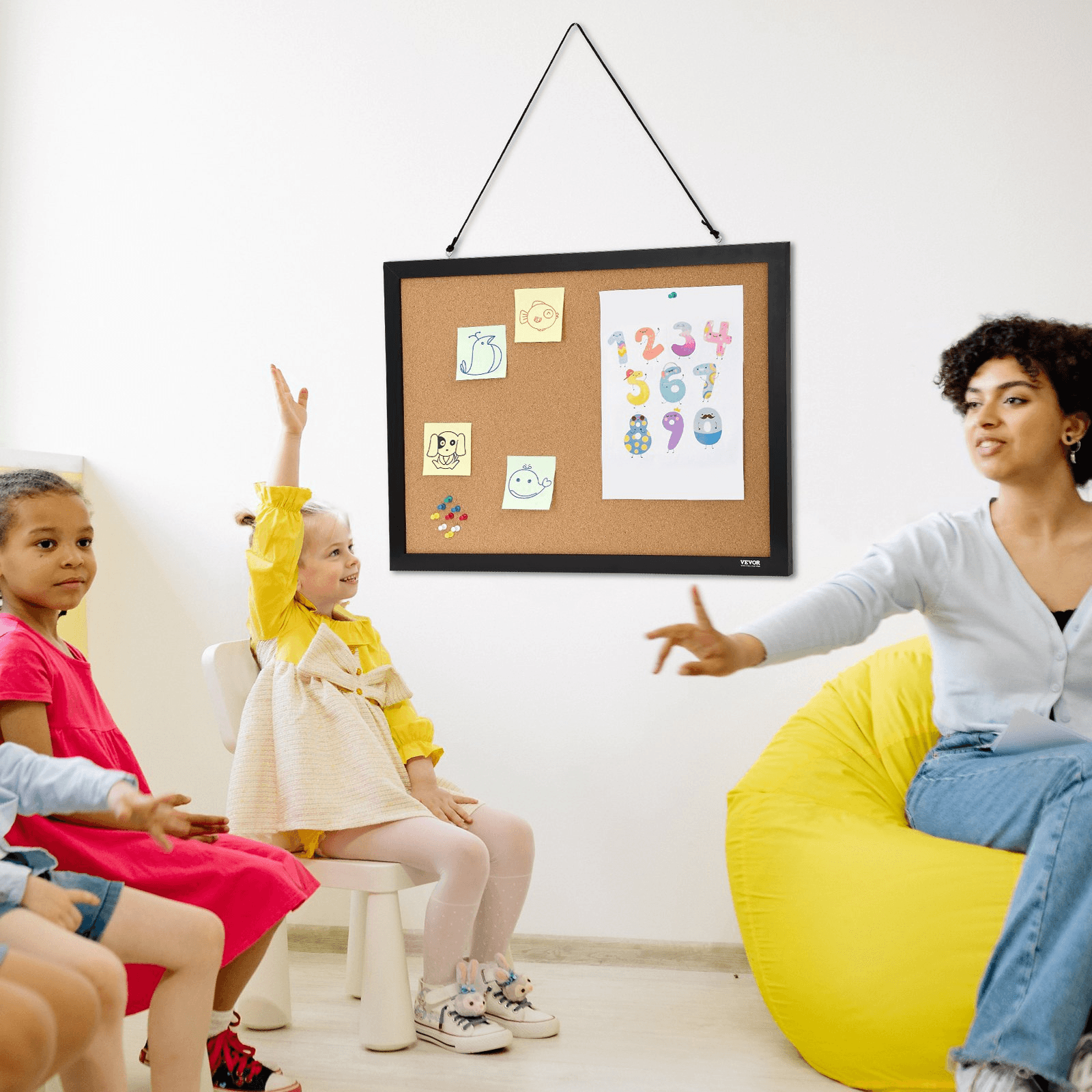 VEVOR Cork Board, 24 x 18 inches, Double-sided Bulletin Board with MDF Sticker Frame, Vision Board Includes 10 Pushpins, for Display and Decoration in Office Home and School - Loomini