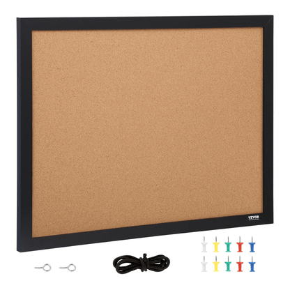 VEVOR Cork Board, 24 x 18 inches, Double-sided Bulletin Board with MDF Sticker Frame, Vision Board Includes 10 Pushpins, for Display and Decoration in Office Home and School - Loomini