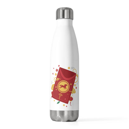 Fire Horse Red Envelope w/ Gold Foil | 20oz Insulated Tumbler Bottle for Travel | Lunar New Year Gift for Family & Friends | Festive Red