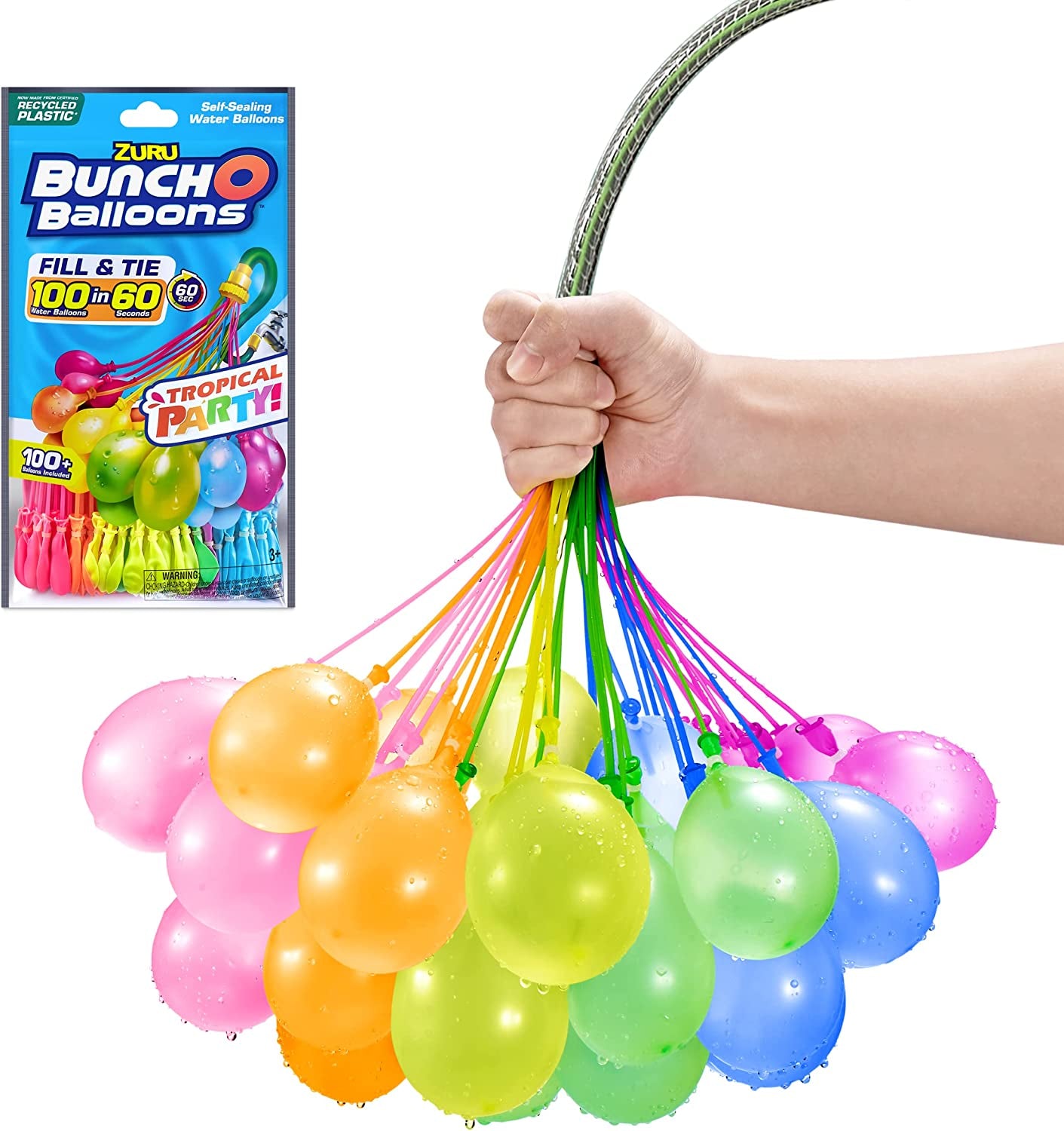 Tropical Party (3 Pack) by , 100+ Rapid-Filling Self-Sealing Tropical Colored Water Balloons for Outdoor Family, Friends, Children Summer Fun (3 Pack)