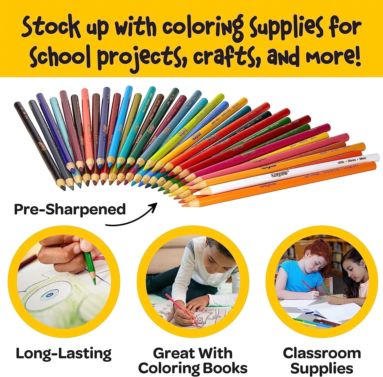 Colored Pencils (36Ct), Kids Pencils Set, Art Supplies, Great for Coloring Books, Classroom Pencils, School Supplies, 3+