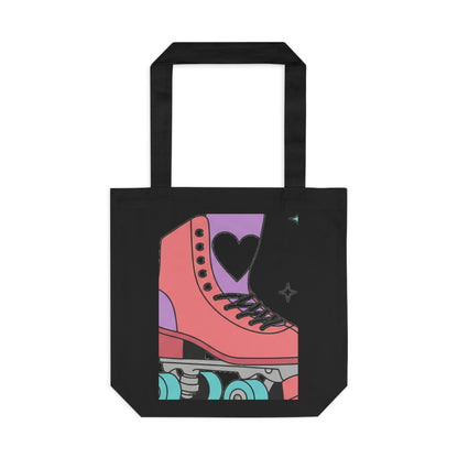Roller Skate Heart Tote Bag | Cotton Canvas Everyday Bag for Skaters | Valentine & Galentine Gift for Friends | Y2K Pink Aesthetic