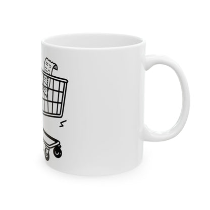 11oz Ceramic Mug, Feral Shopping Cart, Family Gift, Friend Gift