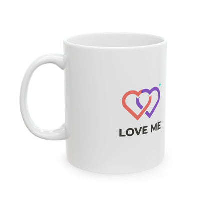 Minimal Love Line Art Hearts | 11oz Ceramic Coffee Mug for Daily Sips | Valentine & Galentine Gift for Friends & Family | Modern Minimal