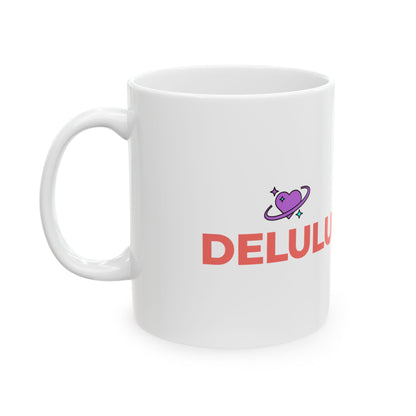 Delulu Is The Solulu | 11oz Ceramic Coffee Mug, Pink Cloud Meme | Galentine’s & Valentine Gift for Friends | Y2K Aesthetic