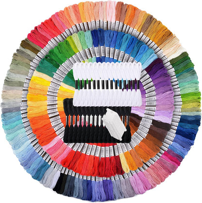 447 Skeins Embroidery Floss 30 Skeins White & Black Embroidery Thread for Friendship Bracelets Arts DIY Crafts with 20 PCS Floss Bobbins