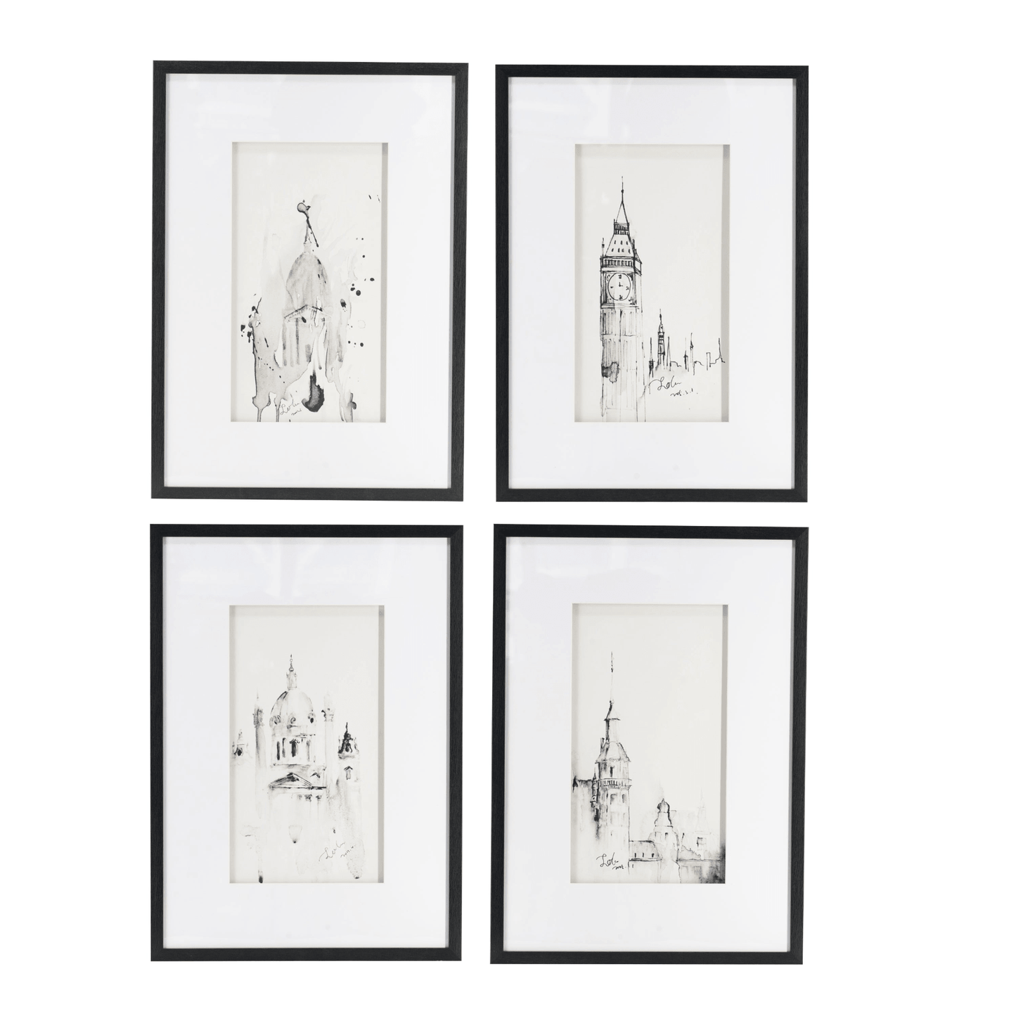 Set of 4 Architecture Wall Art Prints, Home Decor Art for Living Room Dining Room Entryway, 20" x 28" - Loomini