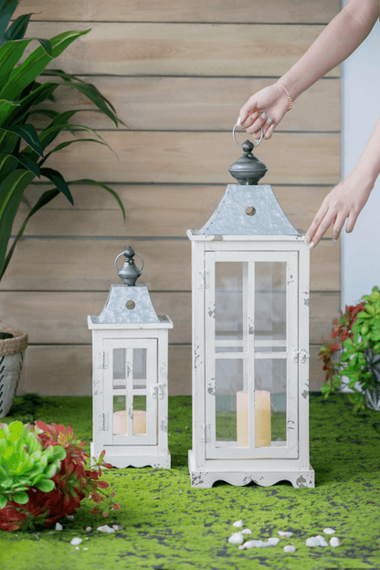 Wooden Candle Lantern Decorative, Hurricane Lantern Holder Decor for Indoor Outdoor, Home Garden Wedding - Loomini