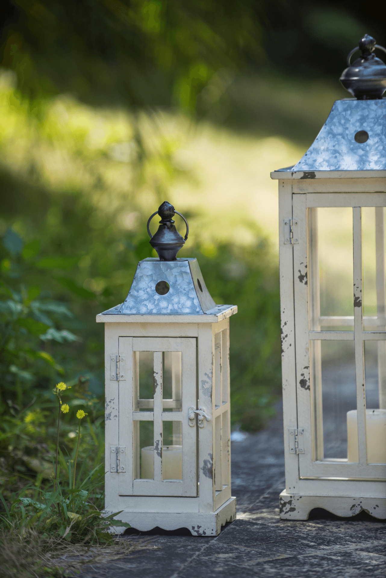 Wooden Candle Lantern Decorative, Hurricane Lantern Holder Decor for Indoor Outdoor, Home Garden Wedding - Loomini